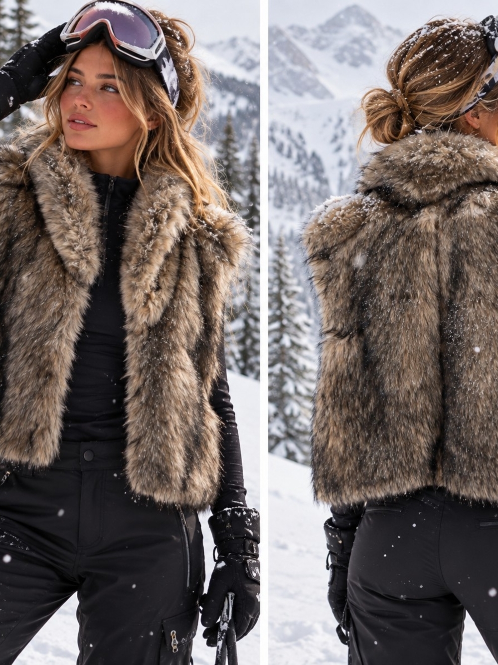 A New Day Faux Fur Vest in Taupe
